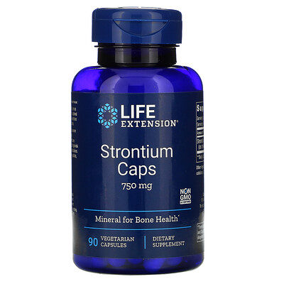 Life Extension Strontium Caps (Стронций в капсулах), минерал для здоровья костей, 750 мг, 90 вегетарианских капсул