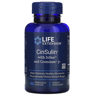 Life Extension CinSulin с InSea2 и Crominex 3+, 90 растительных капсул