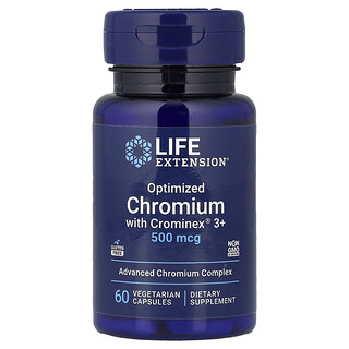 Life Extension, Optimized Chromium with Crominex® 3+, optimiertes Chrom mit Crominex® 3+, 500 mcg, 60 pflanzliche Kapseln