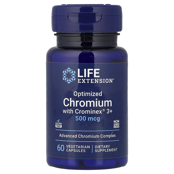 Life Extension Optimized Chromium with Crominex® 3+, 500 mcg, 60 Vegetarian Capsules
