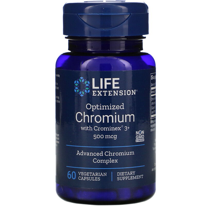 Life Extension, Optimized Chromium with Crominex 3+, 500 mcg, 60 ...