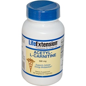 Купить Life Extension, Ацетил-L-Карнитин, 500 мг, 100 капсул  на IHerb