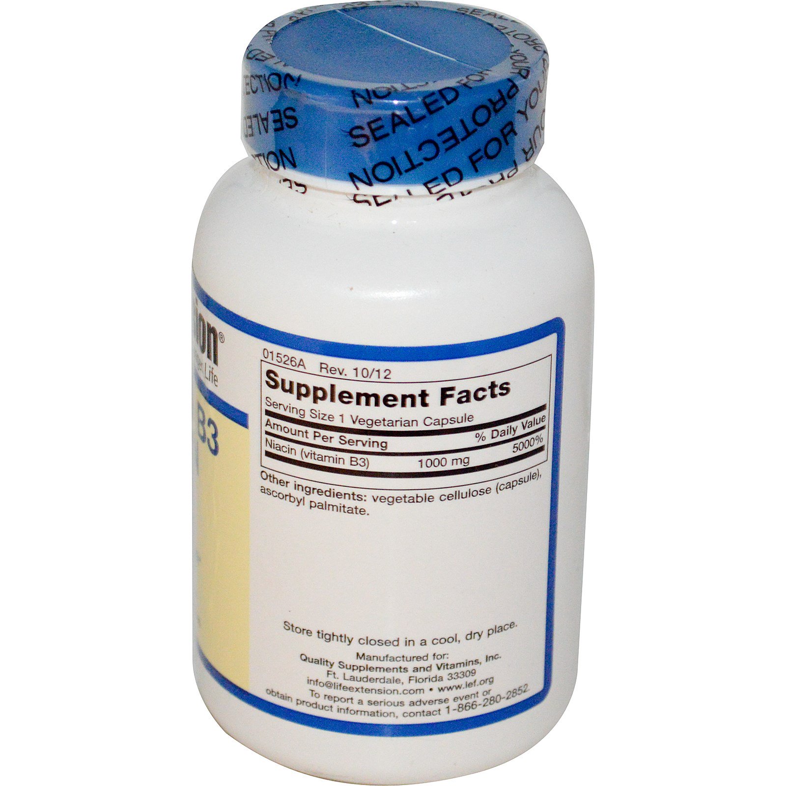 Life Extension, Vitamin B3 Niacin, 1000 mg, 100 Veggie Caps iHerb