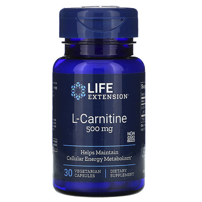 Life Extension L-карнитин, 500 мг, 30 вегетарианских капсул