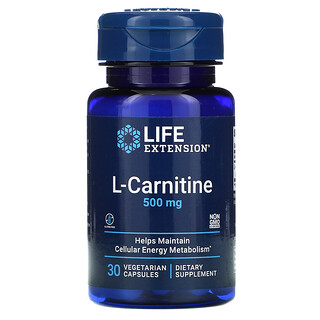 Life Extension, L-Carnitina, 500 mg, 30 Cápsulas Vegetais