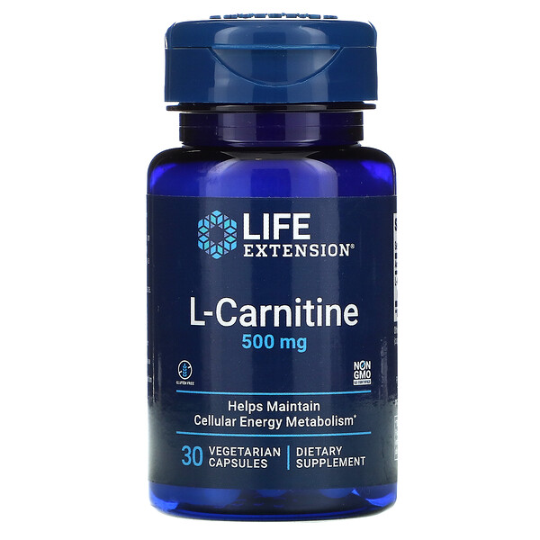 Life Extension, L-カルニチン、500mg、ベジカプセル30粒