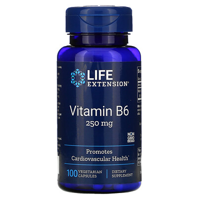 Life Extension витамин B6, 250 мг, 100 вегетарианских капсул
