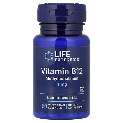 Life Extension ビタミンB12 メチルコバラミン 1mg ベジタリアンロゼンジ60粒