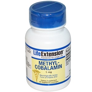 Life Extension, Метилкобаламин, 1 мг, 60 растительных леденцов