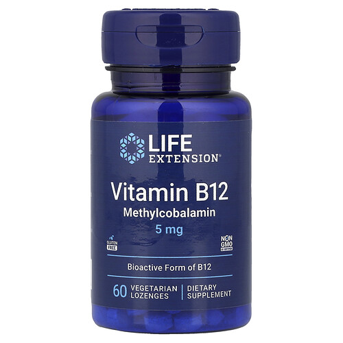 Life Extension, Vitamin B12 Methylcobalamin, 5 mg, 60 vegetarische Lutschtabletten
