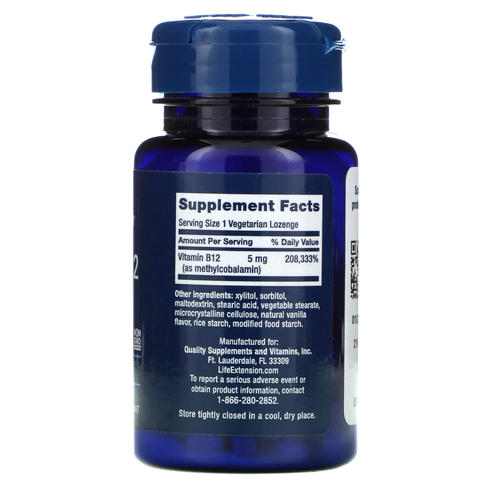 Life Extension, Vitamin B12 Methylcobalamin, 5 mg, 60 Vegetarian ...