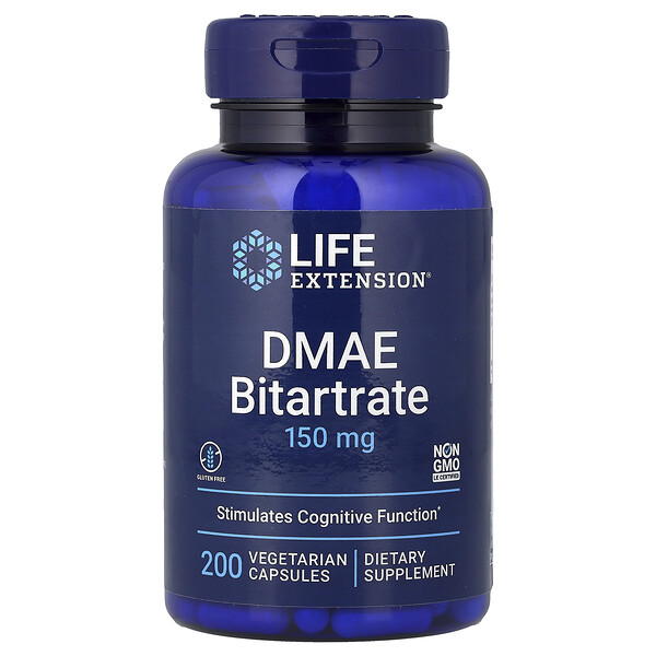Life Extension DMAE Bitartrate, 150 mg, 200 Vegetarian Capsules