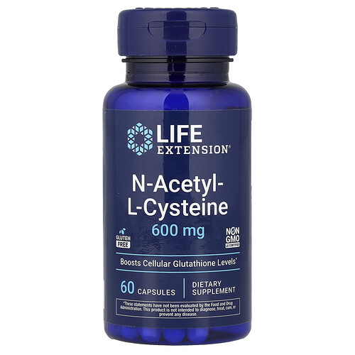 Life Extension, N-acetil-L-cisteína, 600 mg, 60 cápsulas
