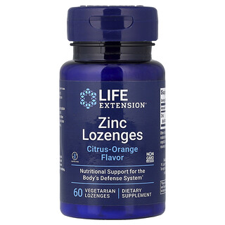 Life Extension, Permen Pelega Tenggorokan Zinc, Citrus-Oranye, 60 Permen Pelega Tenggorokan Vegetarian (18,75 mg per Permen Pelega Tenggorokan)