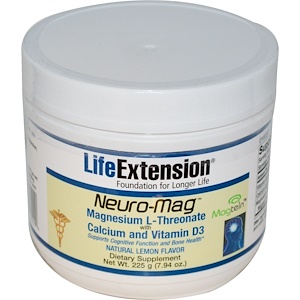 Life Extension, Neuro-Mag, с натуральным лимонным вкусом, 7.94 унций (225 г)