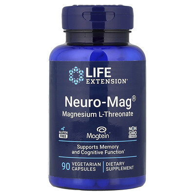 Product Image for Life Extension, Neuro-Mag , Magnesium L-Threonate, 90 Vegetarian Capsules (48 mg per Capsule)
