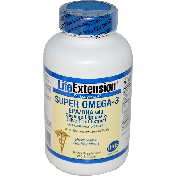 Life Extension, Super Omega3, EPA/DHA With Sesame Lignans & Olive
