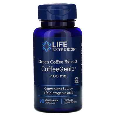 Life Extension CoffeeGenic, экстракт зеленого кофе 90 овощных капсул