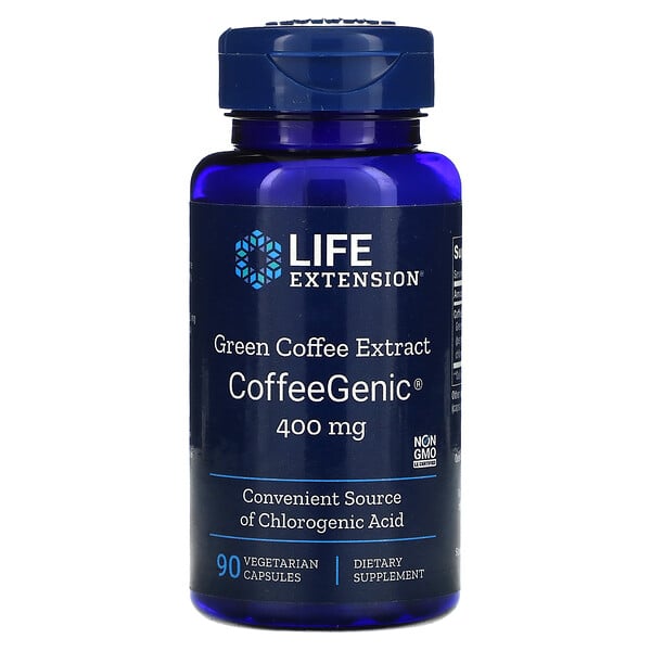Life Extension, Café Genic, Extrato Verde do Café, 400 mg, 90 Cápsulas Vegetais