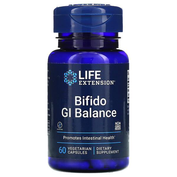 Life Extension, Bifido GI Balance, добавка для поддержки ЖКТ, 60 вегетарианских капсул