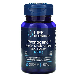 Life Extension, Pycnogenol, Extrato da Casca de Pinheiro Marítimo Francês, 100 mg, 60 Cápsulas Vegetarianas