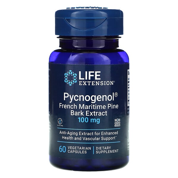 Pycnogenol, French Maritime Pine Bark Extract, 100 mg, 60 Vegetarian Capsules