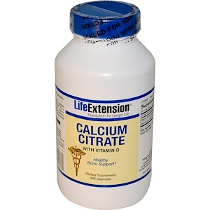 Life Extension, Цитрат кальция, с витамином D, 300 капсул