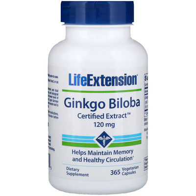 

Ginkgo Biloba, Certified Extract, 120 мг, 365 вегетарианских капсул