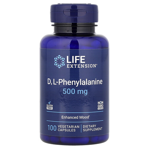 Life Extension, D, L-Phenylalanine, 500 mg, 100 Vegetarian Capsules