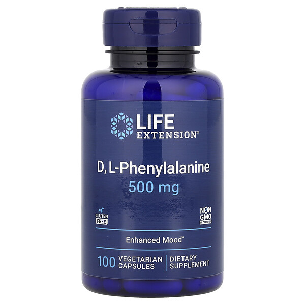 Life Extension D, L-Phenylalanine, 500 mg, 100 Vegetarian Capsules