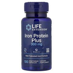 Iron Protein Plus, IronAid, залізо з білком, 300 мг, 100 вегетаріанських капсул