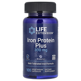 Life Extension, Proteína de hierro y más, IronAid, 300 mg, 100 cápsulas vegetales