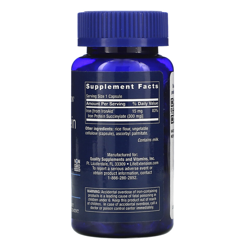 Life Extension, Iron Protein Plus, 300 mg, 100 Vegetarian Capsules - iHerb