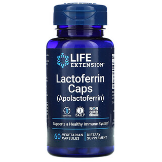 Life Extension, كبسولات Lactoferrin، به 60 كبسولة