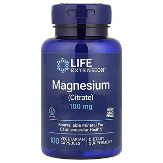 Life Extension, Magnesium (Sitrat), 100 mg, 100 Vegetariske kapsler