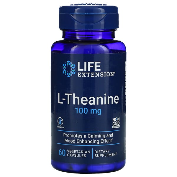 Life Extension, L-теанин, 100 мг, 60 растительных капсул