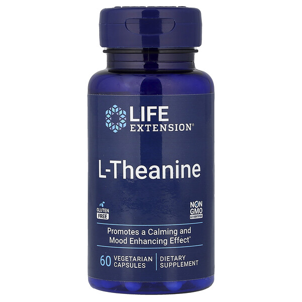 Life Extension L-Theanine, 60 Vegetarian Capsules (100 mg per Capsule)