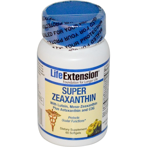 Life Extension, Super Zeaxanthin, with Lutein, MesoZeaxanthin Plus Astaxanthin and C3G, 60