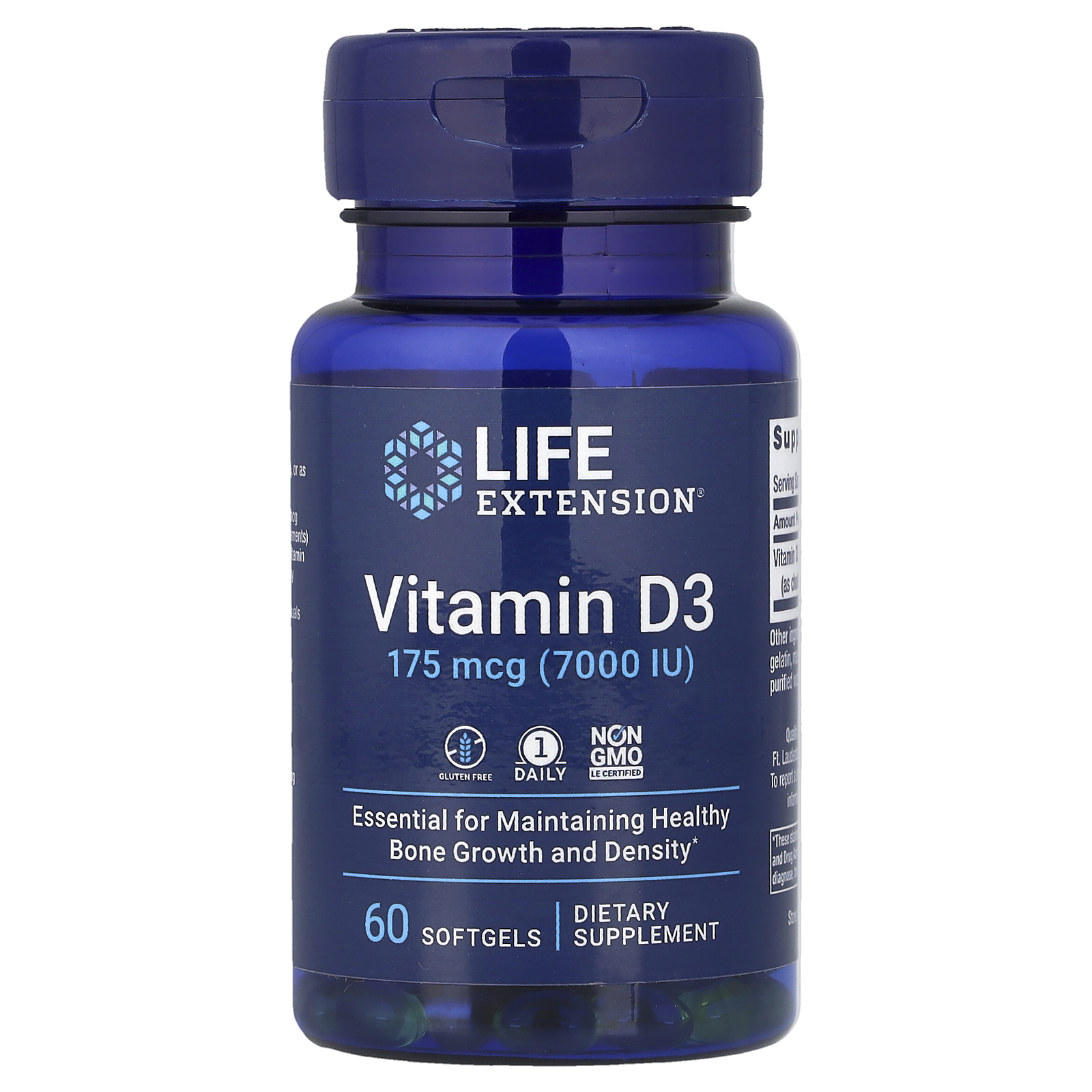 Life Extension (라이프익스텐션), 비타민D3, 175mcg(7,000IU), 소프트젤 60정
