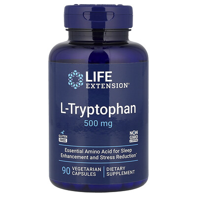 Product Image for Life Extension, L-Tryptophan, 500 mg, 90 Vegetarian Capsules