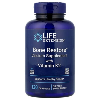 Product Image for Life Extension, Bone Restore, Calcium Supplement with Vitamin K2, 120 Capsules
