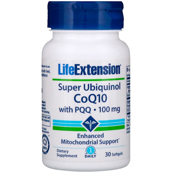 Life Extension, Супер убихинол - коэнзим Q10 с BioPQQ, 100 мг, 30 желатиновых капсул