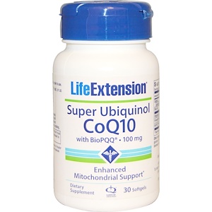 Купить Life Extension, Супер убихинол — коэнзим Q10, с BioPQQ, 100 мг, 30 желатиновых капсул  на IHerb