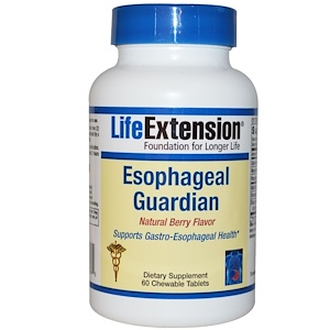 Life Extension, Esophageal Guardian, защита пищевода с натуральным ягодным вкусом, 60 жевательных таблеток