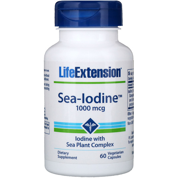 Life Extension, Морской йод, 1000 мкг, 60 растительных капсул