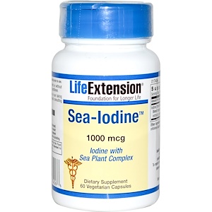 Life Extension, Морской йод, 1000 мкг, 60 растительных капсул