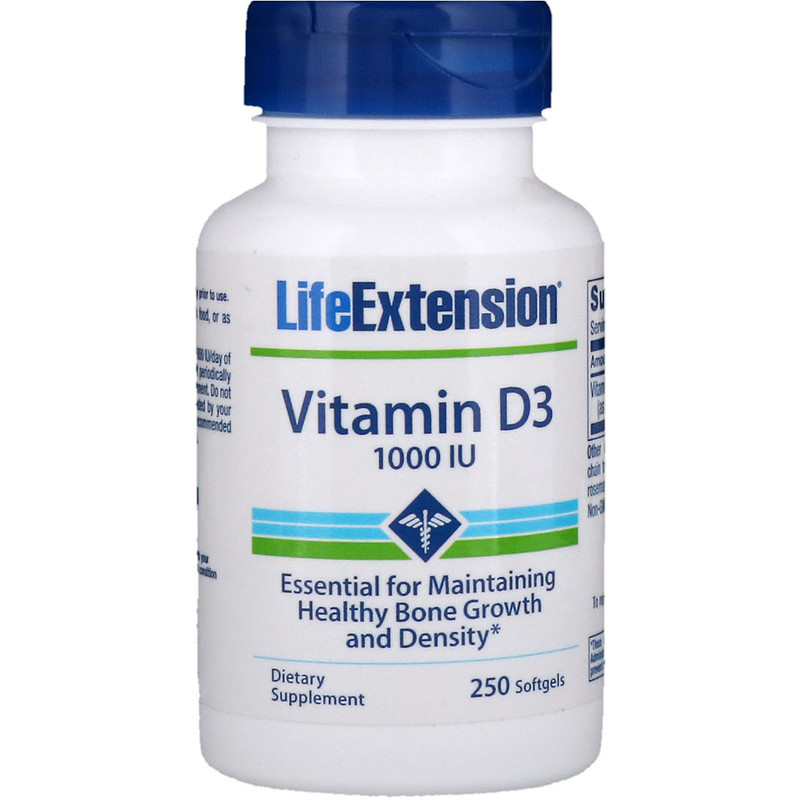 Life Extension, Vitamin D3, 1000 IU, 250 Softgels - iHerb