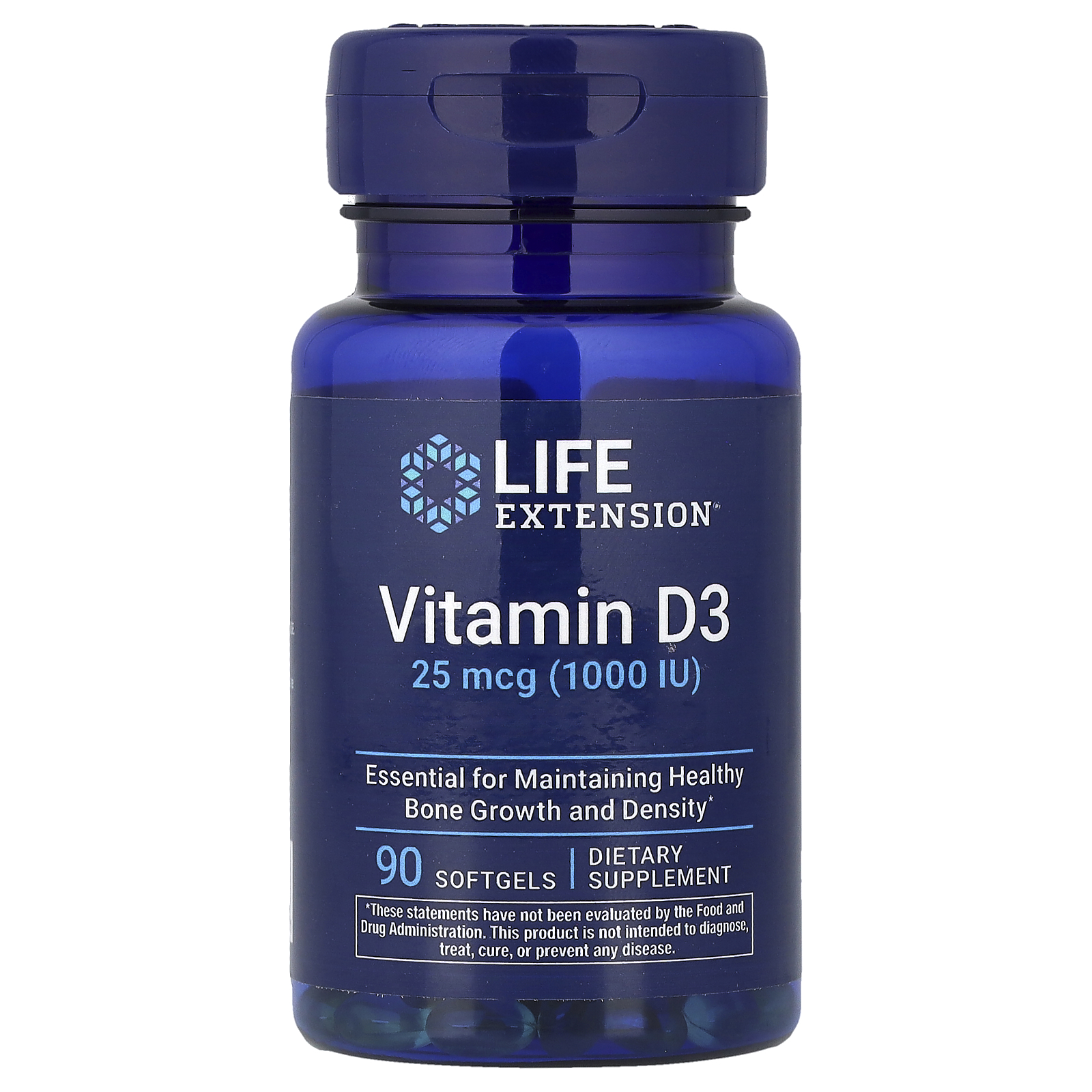 Life Extension (라이프익스텐션), 비타민D3, 25mcg(1,000IU), 소프트젤 90정