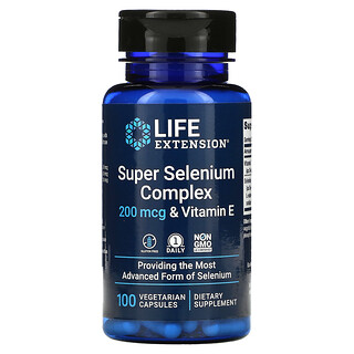 Life Extension, 特优复合硒素食胶囊，含维生素 E，200 微克，100 粒装