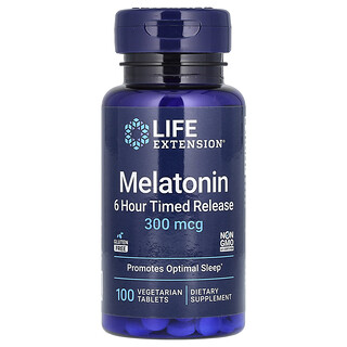 Life Extension, Melatonin, 6 Hour Timed Release, 300 mcg, 100 Vegetarian Tablets